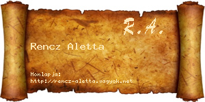 Rencz Aletta névjegykártya